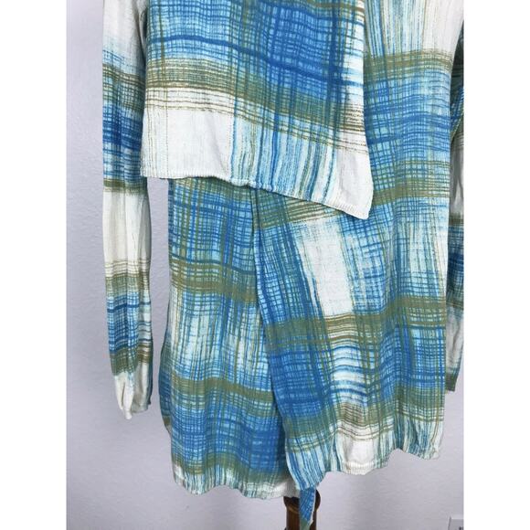 Anthropologie Sparrow Asymmetric Plaid Open Front Cardigan Sweater - Picture 11 of 11
